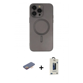 MARSİLYAN™- iPhone 13 Pro Max Kılıf Akış Minimal Özel Seri - Siyah Bilvis Hayalet Cam Ekran Koruyucu + Renkli Kamera Lens Koruma Cam - TU