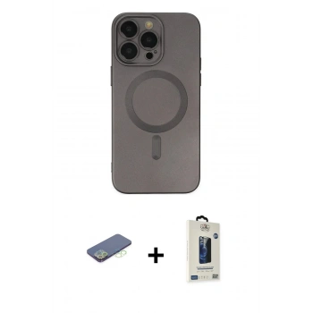 MARSİLYAN™- iPhone 13 Pro Max Kılıf Akış Minimal Özel Seri - Siyah Bilvis Hayalet Cam Ekran Koruyucu + Renkli Kamera Lens Koruma Cam - YL