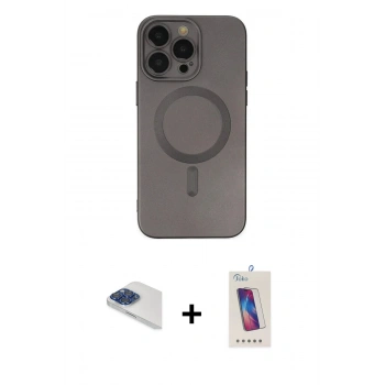 MARSİLYAN™- iPhone 13 Pro Max Kılıf Akış Minimal Özel Seri - Siyah Joko 5D Cam + Pers Alüminyum Kamera Lens - LT