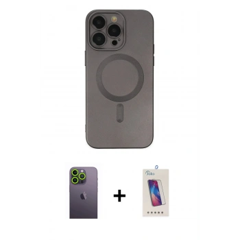 MARSİLYAN™- iPhone 13 Pro Max Kılıf Akış Minimal Özel Seri - Siyah Joko 5D Cam + Neon Fosforlu Kamera Lens - YL