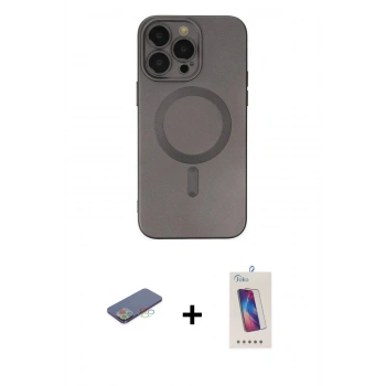 MARSİLYAN™- iPhone 13 Pro Max Kılıf Akış Minimal Özel Seri - Siyah Joko 5D Cam + Renkli Kamera Lens Koruma Cam - MI