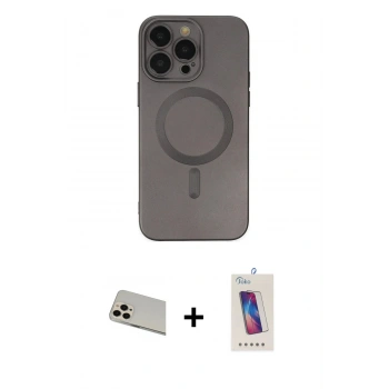MARSİLYAN™- iPhone 13 Pro Max Kılıf Akış Minimal Özel Seri - Siyah Joko 5D Cam + Rainbow Kamera Lens Koruma Cam - REGD