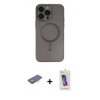 MARSİLYAN™- iPhone 13 Pro Max Kılıf Akış Minimal Özel Seri - Siyah Joko 5D Cam + Renkli Kamera Lens Koruma Cam - TU