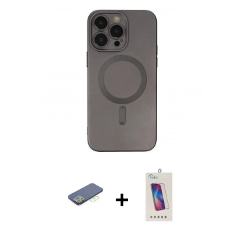 MARSİLYAN™- iPhone 13 Pro Max Kılıf Akış Minimal Özel Seri - Siyah Joko 5D Cam + Renkli Kamera Lens Koruma Cam - YL
