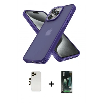 MARSİLYAN™- iPhone 13 Pro Max Kılıf Atlas Form - Şeffaf 360 Full Body Arka Koruyucu + Shine Kamera Lens - GD