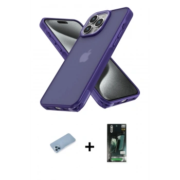 MARSİLYAN™- iPhone 13 Pro Max Kılıf Atlas Form - Şeffaf 360 Full Body Arka Koruyucu + Shine Kamera Lens Koruma Cam - MI