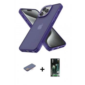MARSİLYAN™- iPhone 13 Pro Max Kılıf Atlas Form - Şeffaf 360 Full Body Arka Koruyucu + Renkli Kamera Lens Koruma Cam - PE