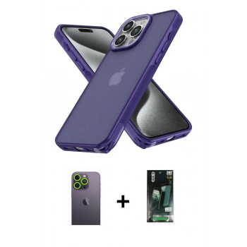 MARSİLYAN™- iPhone 13 Pro Max Kılıf Atlas Form - Şeffaf 360 Full Body Arka Koruyucu + Neon Fosforlu Kamera Lens - YL