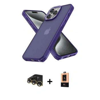 MARSİLYAN™- iPhone 13 Pro Max Kılıf Atlas Form - Şeffaf Maxco Cam Ekran Koruyucu + Raze Metal Kamera Lens - GD