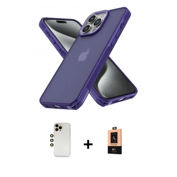 MARSİLYAN™- iPhone 13 Pro Max Kılıf Atlas Form - Şeffaf Maxco Cam Ekran Koruyucu + Shine Kamera Lens - GD
