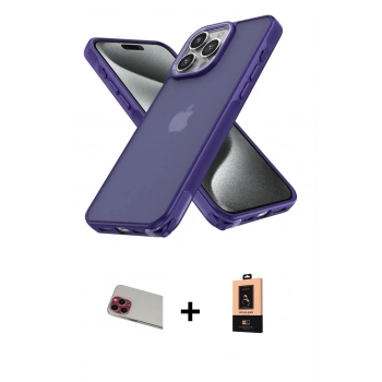 MARSİLYAN™- iPhone 13 Pro Max Kılıf Atlas Form - Şeffaf Maxco Cam Ekran Koruyucu + Rainbow Kamera Lens Koruma Cam - KI