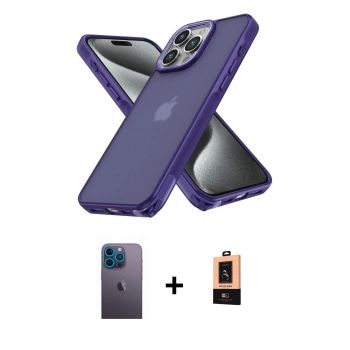 MARSİLYAN™- iPhone 13 Pro Max Kılıf Atlas Form - Şeffaf Maxco Cam Ekran Koruyucu + Neon Fosforlu Kamera Lens - MI
