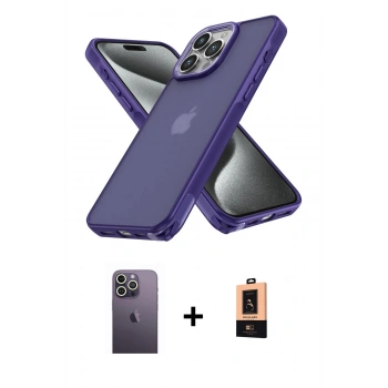MARSİLYAN™- iPhone 13 Pro Max Kılıf Atlas Form - Şeffaf Maxco Cam Ekran Koruyucu + Neon Fosforlu Kamera Lens - BZ
