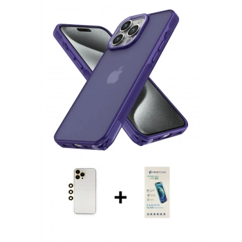 MARSİLYAN™- iPhone 13 Pro Max Kılıf Atlas Form - Şeffaf Pasifik Cam Ekran Koruyucu + Shine Kamera Lens - GD