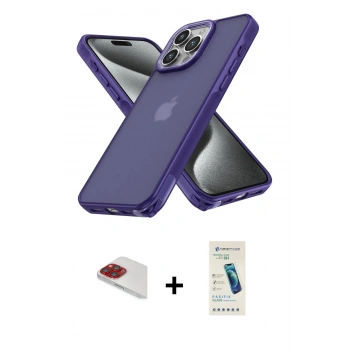 MARSİLYAN™- iPhone 13 Pro Max Kılıf Atlas Form - Şeffaf Pasifik Cam Ekran Koruyucu + Pers Alüminyum Kamera Lens - KI