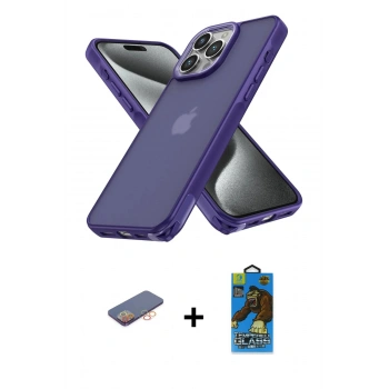 MARSİLYAN™- iPhone 13 Pro Max Kılıf Atlas Form - Siyah 18D Cam Ekran Koruyucu + Renkli Kamera Lens Koruma Cam - TU