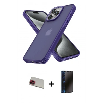 MARSİLYAN™- iPhone 13 Pro Max Kılıf Atlas Form - Siyah 3D Antistatik Hayalet Cam Ekran Koruyucu + Rainbow Kamera Lens Koruma Cam - KI
