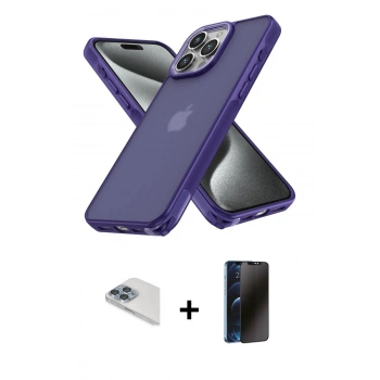 MARSİLYAN™- iPhone 13 Pro Max Kılıf Atlas Form - Siyah 3D Antistatik Hayalet Cam Ekran Koruyucu + Pers Alüminyum Kamera Lens - SABE