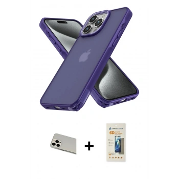 MARSİLYAN™- iPhone 13 Pro Max Kılıf Atlas Form - Siyah 6D Mat Seramik Hayalet Nano Ekran Koruyucu + Rainbow Kamera Lens Koruma Cam - BZ