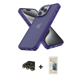 MARSİLYAN™- iPhone 13 Pro Max Kılıf Atlas Form - Siyah 6D Mat Seramik Hayalet Nano Ekran Koruyucu + Raze Metal Kamera Lens - GD