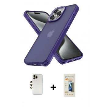 MARSİLYAN™- iPhone 13 Pro Max Kılıf Atlas Form - Siyah 6D Mat Seramik Hayalet Nano Ekran Koruyucu + Shine Kamera Lens - GD