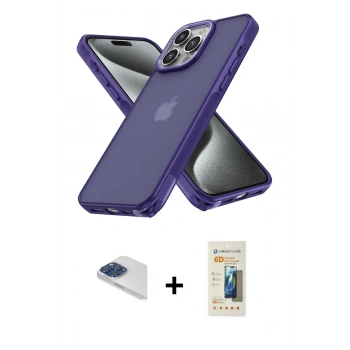 MARSİLYAN™- iPhone 13 Pro Max Kılıf Atlas Form - Siyah 6D Mat Seramik Hayalet Nano Ekran Koruyucu + Pers Alüminyum Kamera Lens - LT