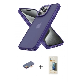 MARSİLYAN™- iPhone 13 Pro Max Kılıf Atlas Form - Siyah 6D Mat Seramik Hayalet Nano Ekran Koruyucu + Renkli Kamera Lens Koruma Cam - TU
