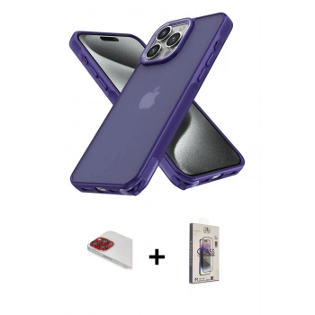 MARSİLYAN™- iPhone 13 Pro Max Kılıf Atlas Form - Siyah Bilvis 3D Cam Ekran Koruyucu + Pers Alüminyum Kamera Lens - KI