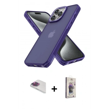 MARSİLYAN™- iPhone 13 Pro Max Kılıf Atlas Form - Siyah Bilvis 3D Cam Ekran Koruyucu + Pers Alüminyum Kamera Lens - GI