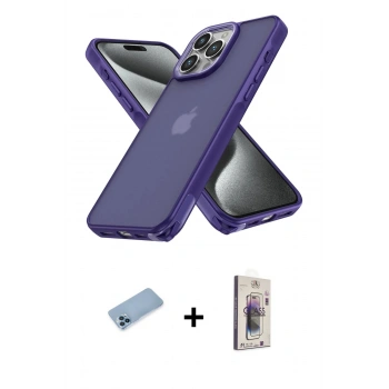 MARSİLYAN™- iPhone 13 Pro Max Kılıf Atlas Form - Siyah Bilvis 3D Cam Ekran Koruyucu + Shine Kamera Lens Koruma Cam - MI