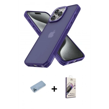 MARSİLYAN™- iPhone 13 Pro Max Kılıf Atlas Form - Siyah Bilvis 3D Mat Cam Ekran Koruyucu + Shine Kamera Lens Koruma Cam - MI