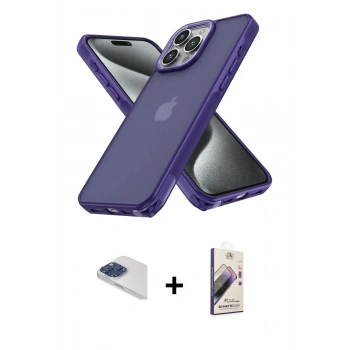MARSİLYAN™- iPhone 13 Pro Max Kılıf Atlas Form - Siyah Bilvis 3D Mat Cam Ekran Koruyucu + Pers Alüminyum Kamera Lens - LT