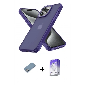 MARSİLYAN™- iPhone 13 Pro Max Kılıf Atlas Form - Siyah Bilvis 5in1 3D Magic Cam Ekran Koruyucu + Shine Kamera Lens Koruma Cam - GI