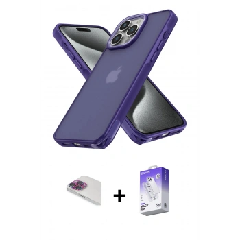 MARSİLYAN™- iPhone 13 Pro Max Kılıf Atlas Form - Siyah Bilvis 5in1 3D Magic Cam Ekran Koruyucu + Pers Alüminyum Kamera Lens - GI