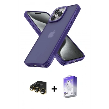 MARSİLYAN™- iPhone 13 Pro Max Kılıf Atlas Form - Siyah Bilvis 5in1 3D Magic Cam Ekran Koruyucu + Raze Metal Kamera Lens - GD