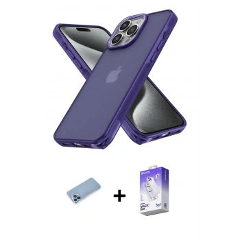 MARSİLYAN™- iPhone 13 Pro Max Kılıf Atlas Form - Siyah Bilvis 5in1 3D Magic Cam Ekran Koruyucu + Shine Kamera Lens Koruma Cam - MI
