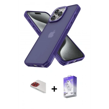 MARSİLYAN™- iPhone 13 Pro Max Kılıf Atlas Form - Siyah Bilvis 5in1 3D Magic Cam Ekran Koruyucu + Pers Alüminyum Kamera Lens - KI