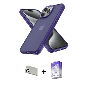 MARSİLYAN™- iPhone 13 Pro Max Kılıf Atlas Form - Siyah Bilvis 5in1 3D Magic Cam Ekran Koruyucu + Rainbow Kamera Lens Koruma Cam - BZ