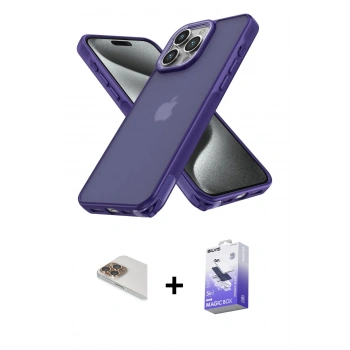 MARSİLYAN™- iPhone 13 Pro Max Kılıf Atlas Form - Siyah Bilvis 5in1 5D Magic Hayalet Cam Ekran Koruyucu + Pers Alüminyum Kamera Lens - GD