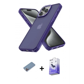 MARSİLYAN™- iPhone 13 Pro Max Kılıf Atlas Form - Siyah Bilvis 5in1 5D Magic Hayalet Cam Ekran Koruyucu + Shine Kamera Lens Koruma Cam - PE