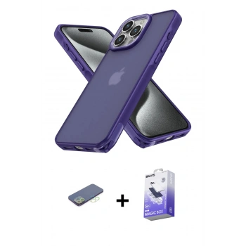 MARSİLYAN™- iPhone 13 Pro Max Kılıf Atlas Form - Siyah Bilvis 5in1 5D Magic Hayalet Cam Ekran Koruyucu + Renkli Kamera Lens Koruma Cam - YL