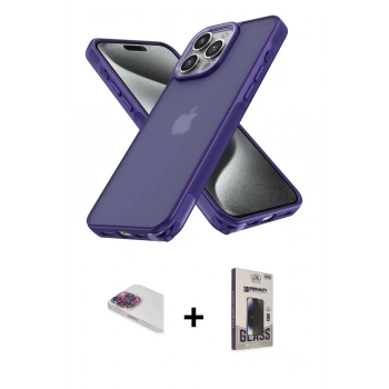 MARSİLYAN™- iPhone 13 Pro Max Kılıf Atlas Form - Siyah Bilvis Hayalet Cam Ekran Koruyucu + Pers Alüminyum Kamera Lens - GI