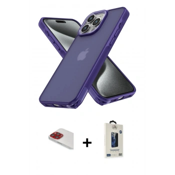 MARSİLYAN™- iPhone 13 Pro Max Kılıf Atlas Form - Siyah Bilvis Hayalet Cam Ekran Koruyucu + Pers Alüminyum Kamera Lens - KI