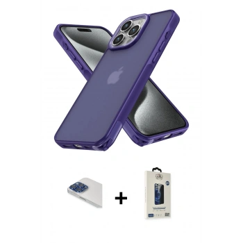 MARSİLYAN™- iPhone 13 Pro Max Kılıf Atlas Form - Siyah Bilvis Hayalet Cam Ekran Koruyucu + Pers Alüminyum Kamera Lens - LT