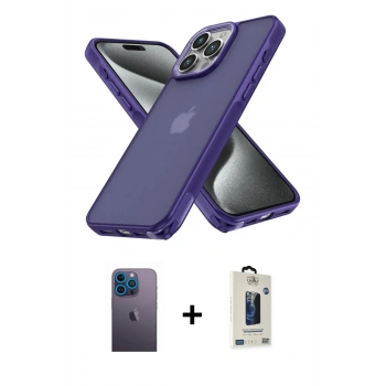 MARSİLYAN™- iPhone 13 Pro Max Kılıf Atlas Form - Siyah Bilvis Hayalet Cam Ekran Koruyucu + Neon Fosforlu Kamera Lens - MI