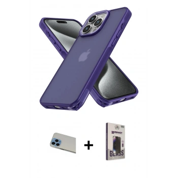 MARSİLYAN™- iPhone 13 Pro Max Kılıf Atlas Form - Siyah Bilvis Hayalet Cam Ekran Koruyucu + Rainbow Kamera Lens Koruma Cam - MI