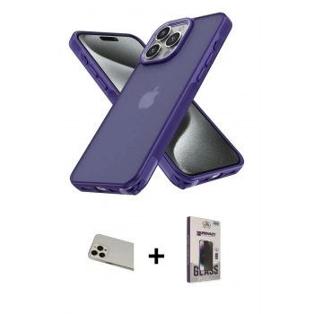 MARSİLYAN™- iPhone 13 Pro Max Kılıf Atlas Form - Siyah Bilvis Hayalet Cam Ekran Koruyucu + Rainbow Kamera Lens Koruma Cam - REGD