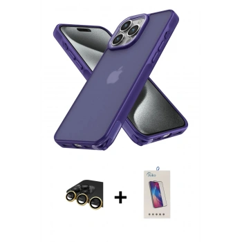 MARSİLYAN™- iPhone 13 Pro Max Kılıf Atlas Form - Siyah Joko 5D Cam + Raze Metal Kamera Lens - GD