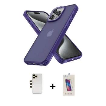 MARSİLYAN™- iPhone 13 Pro Max Kılıf Atlas Form - Siyah Joko 5D Cam + Shine Kamera Lens - GD