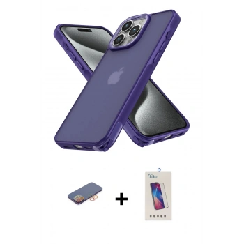 MARSİLYAN™- iPhone 13 Pro Max Kılıf Atlas Form - Siyah Joko 5D Cam + Renkli Kamera Lens Koruma Cam - TU